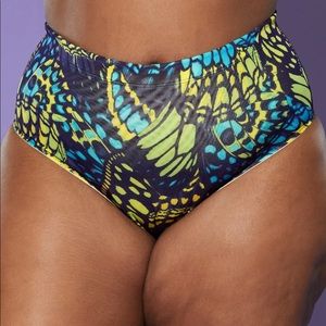 Yitty Mesh Me Smoothing High Waist Brief (3X, Bright Ass Blue Buttafly)